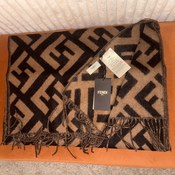 Fendi Accessories - NWT Authentic Fendi Brown Cashmere Scarf